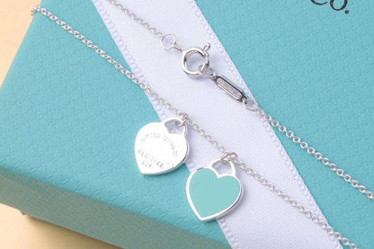 [Renovia Jewelry]DOUBLE HEART TAG PENDANT SILVER MINI NECKLACE