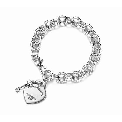 [Renovia Jewelry]KEY HEART CARD CHUNKY INTERLOCKING BRACELET LENGTH