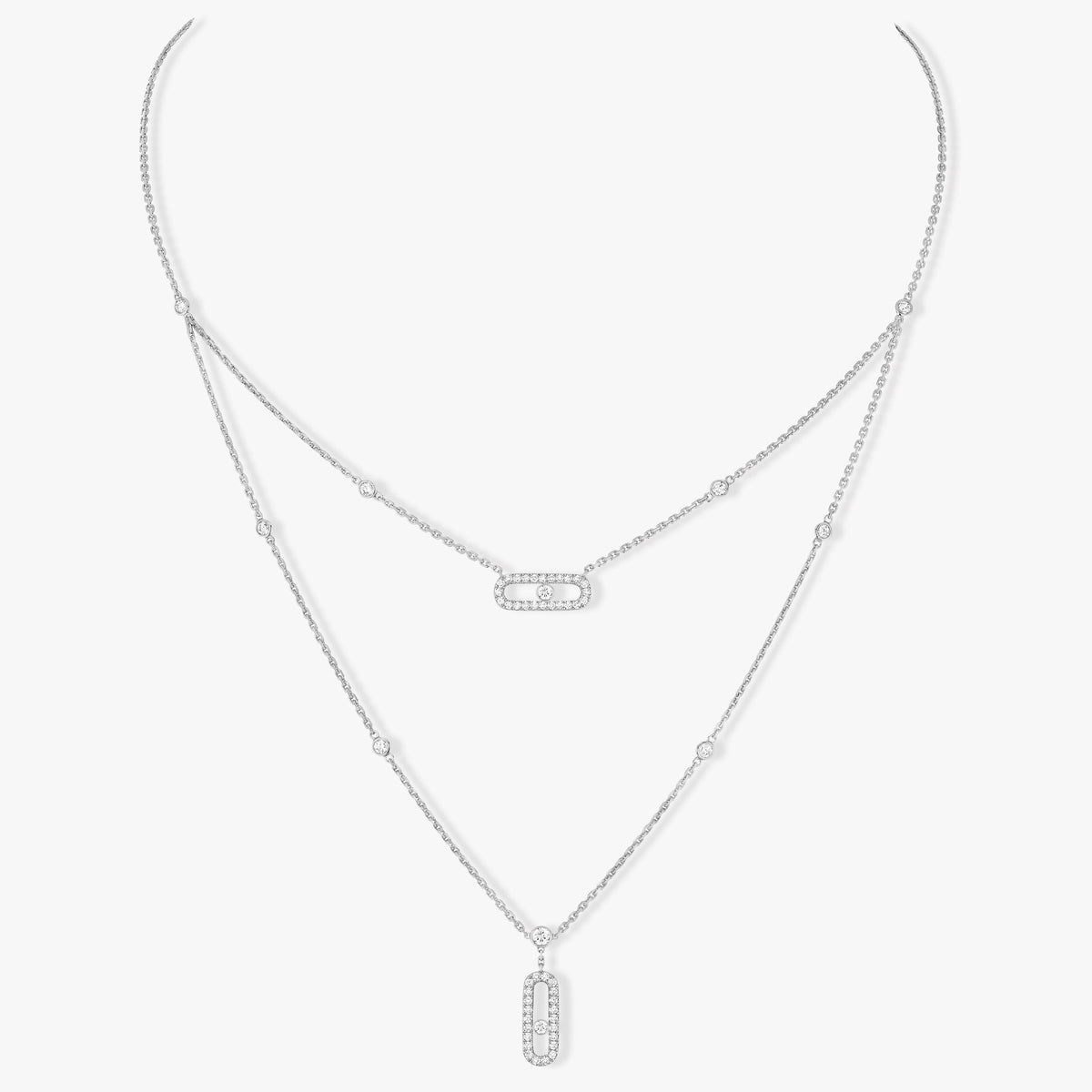 [Renovia Jewelry]MOVE 2 ROW DIAMOND NECKLACE