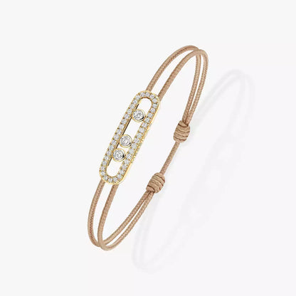 [Renovia Jewelry]Care(Medium-3.5mm) pink cord pavé bracelet
