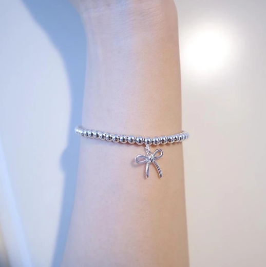 [Renovia Jewelry]STERLING SILVER BOW BEAD BRACELET