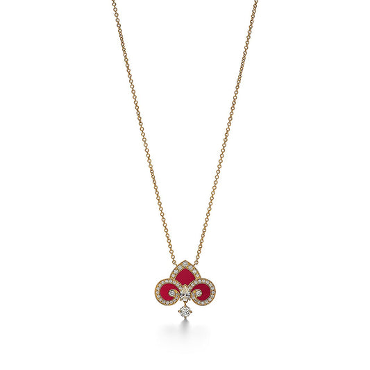 [Renovia Jewelry]FLEUR DE LIS PINK GOLD DIAMOND NECKLACE