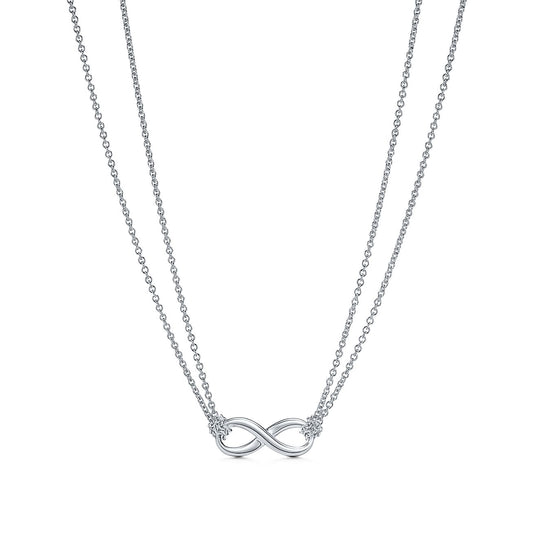 [Renovia Jewelry]SILVER INFINITY DOUBLE CHAIN NECKLACE