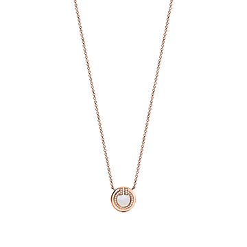 [Renovia Jewelry]DIAMOND AND MOTHER PEARL CIRCLE NECKLACE PENDANT
