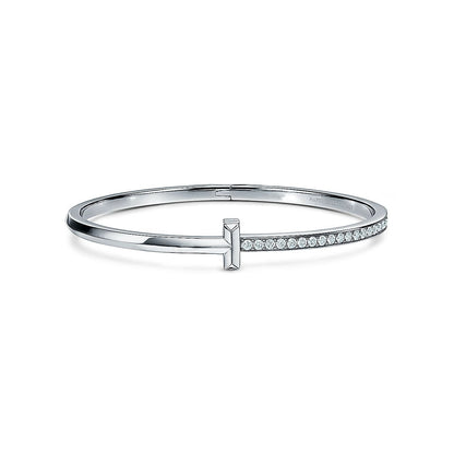 [Renovia Jewelry]NARROW T1 HINGED BANGLE DIAMOND SILVER