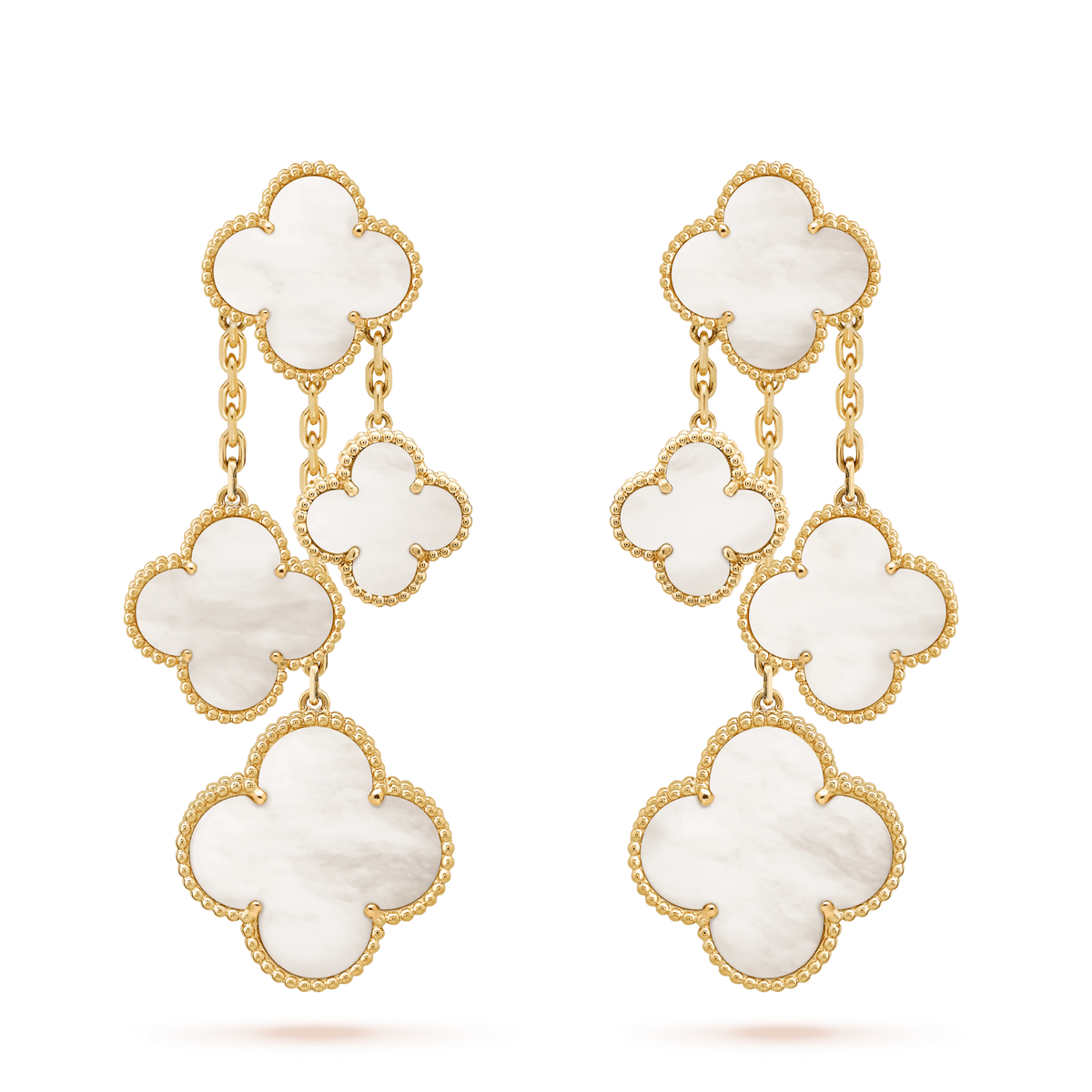 [Renovia Jewelry]CLOVER EARRINGS WHITE MOP 4 MOTIFS GOLD