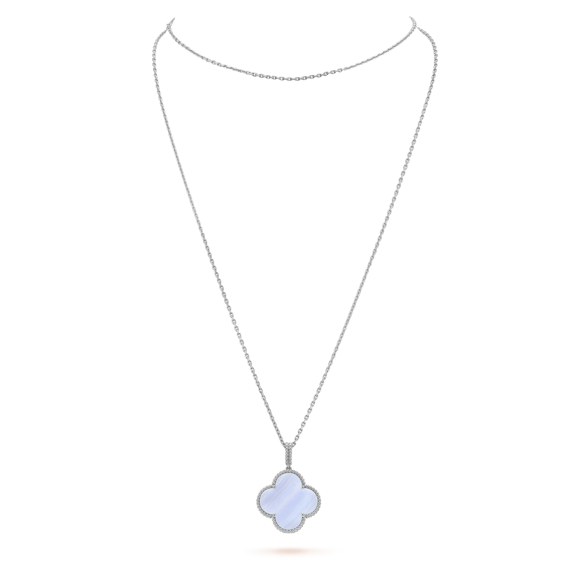 [Renovia Jewelry]CLOVER SILVER CHALCEDONY BIG CLOVER NECKLACE