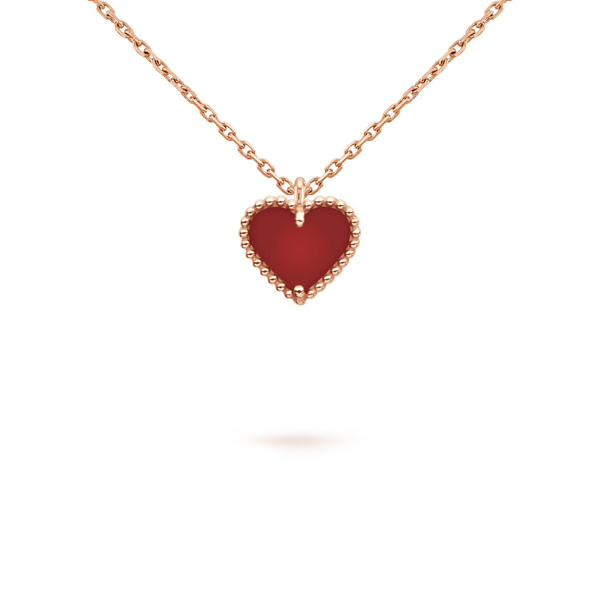 [Renovia Jewelry]SWEET CLOVER CARNELIAN HEART NECKLACE