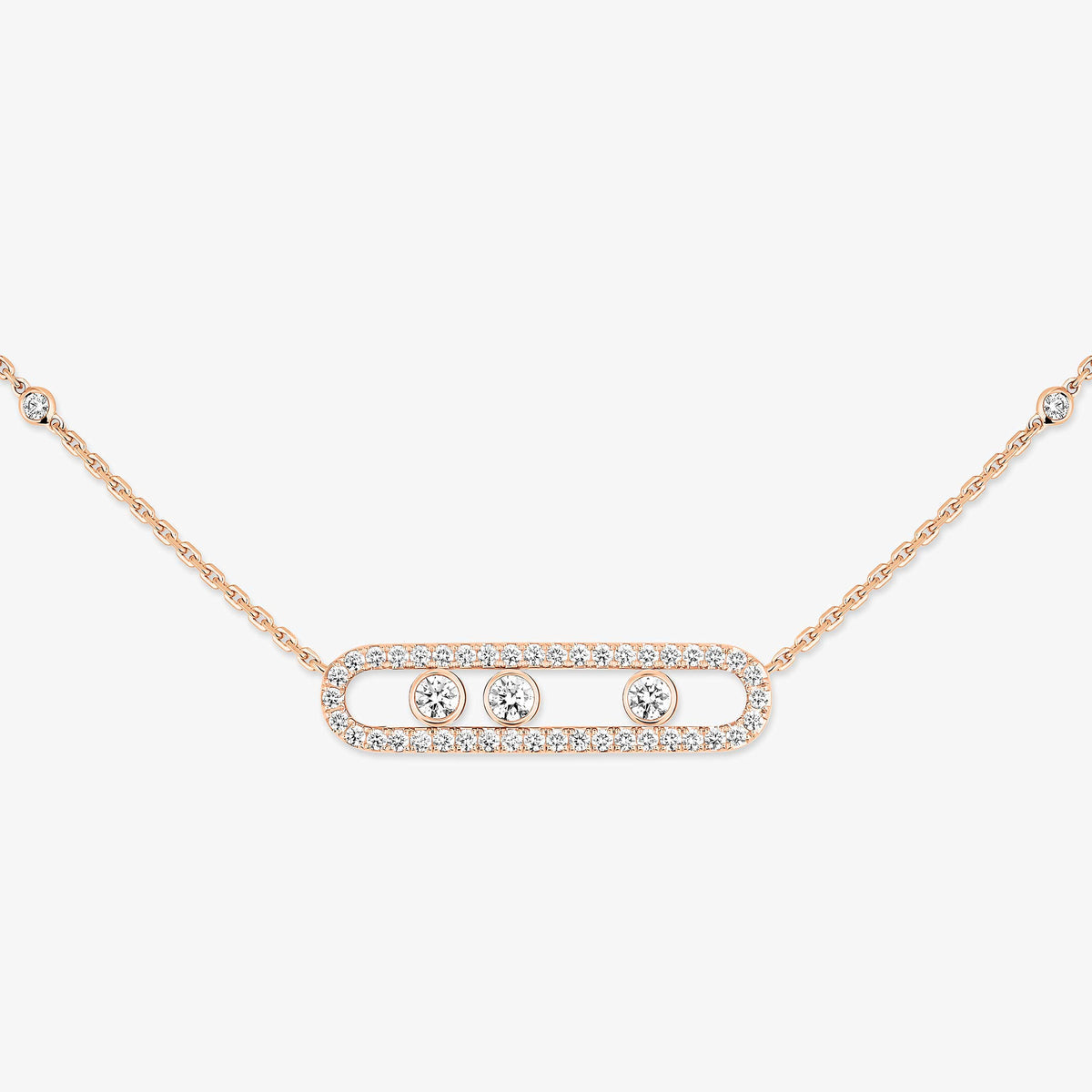 [Renovia Jewelry] Move Pave_ Rose Gold Diamond Necklace