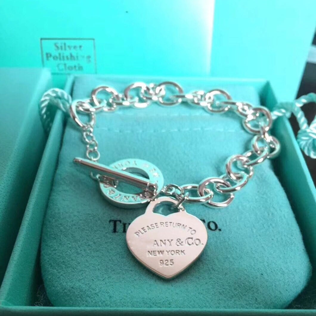[Renovia Jewelry]LOVE HEART PIN BUCKLE RETURN TO TIF SILVER BRACELET
